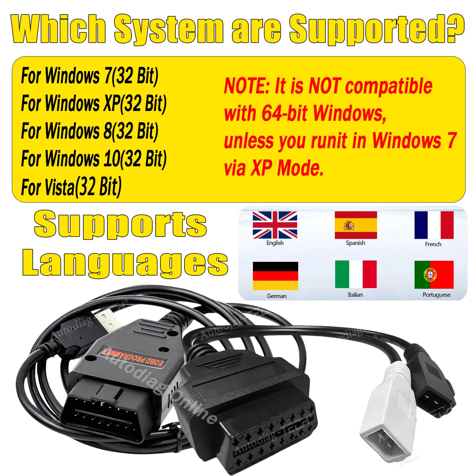 OBD2 Interface Scanner For VW/Audi/Chrysler Galletto 1260 Cable ECU Tuning Tool FTDI FT232RL Car ECU Flasher Read Write USB Scan