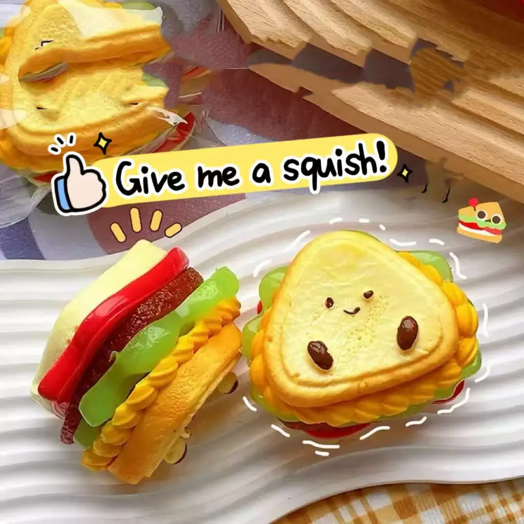 ของเล่นบีบสไลด์รูปแซนวิชเนื้อนุ่มหนาพิเศษ บรรเทาความเครียด สำหรับวัยรุ่นและผู้ใหญ่