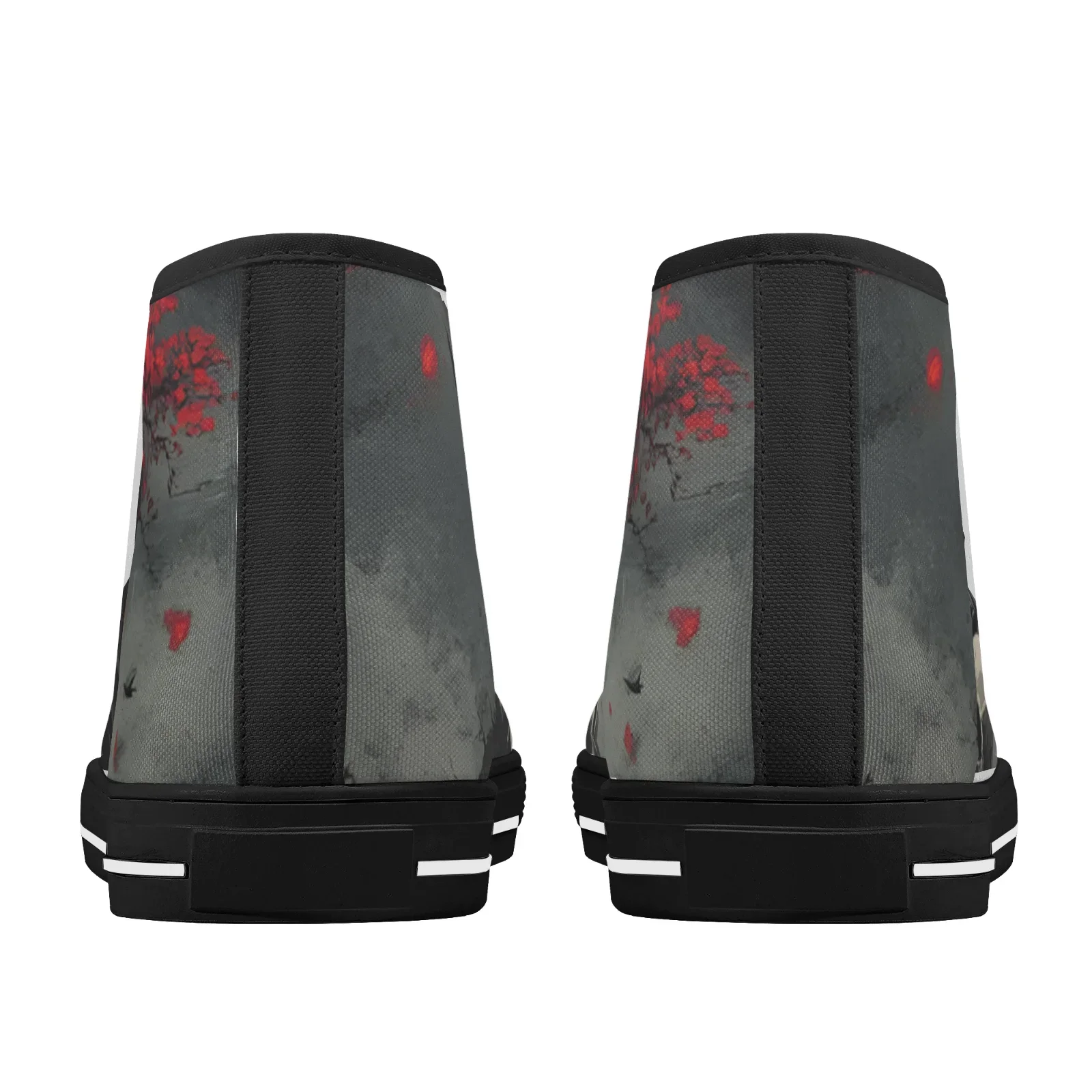 Gothic Skull Print Lace Up Canvas Shoes Custom High Top Sneakers for Men Women - view 4