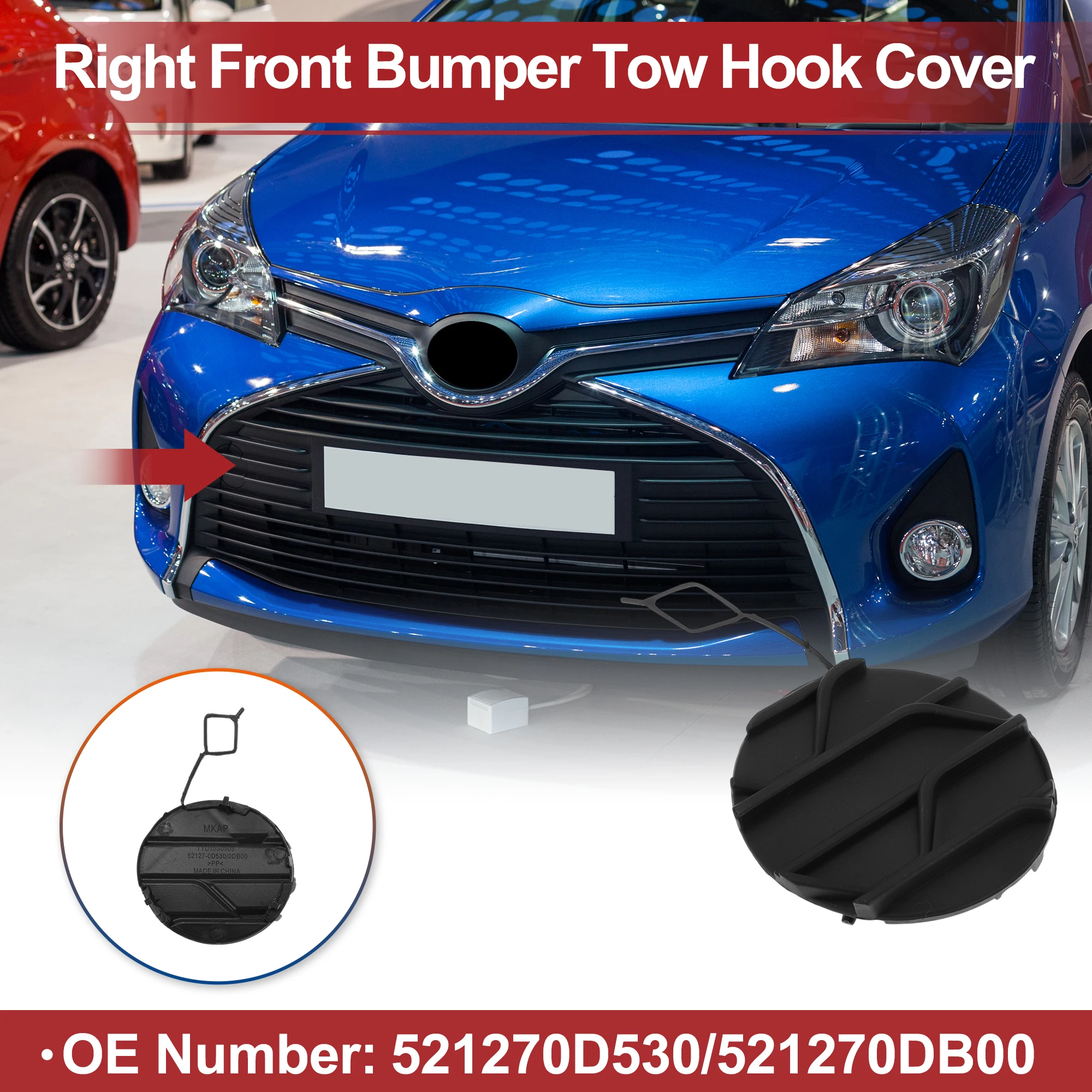 UXCELL Right Front Car Tow Hook Cover Cap for Toyota Prius V 2014-2017 No.521270D530