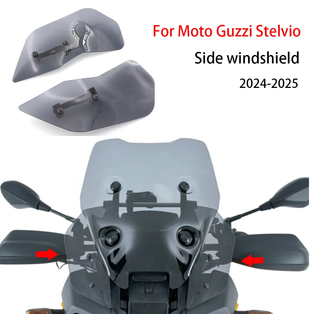 

For Moto Guzzi Stelvio Windscreen Side Panel Deflector Airflow Hand Shield Protector 2024 2025 Motorcycle Windshield