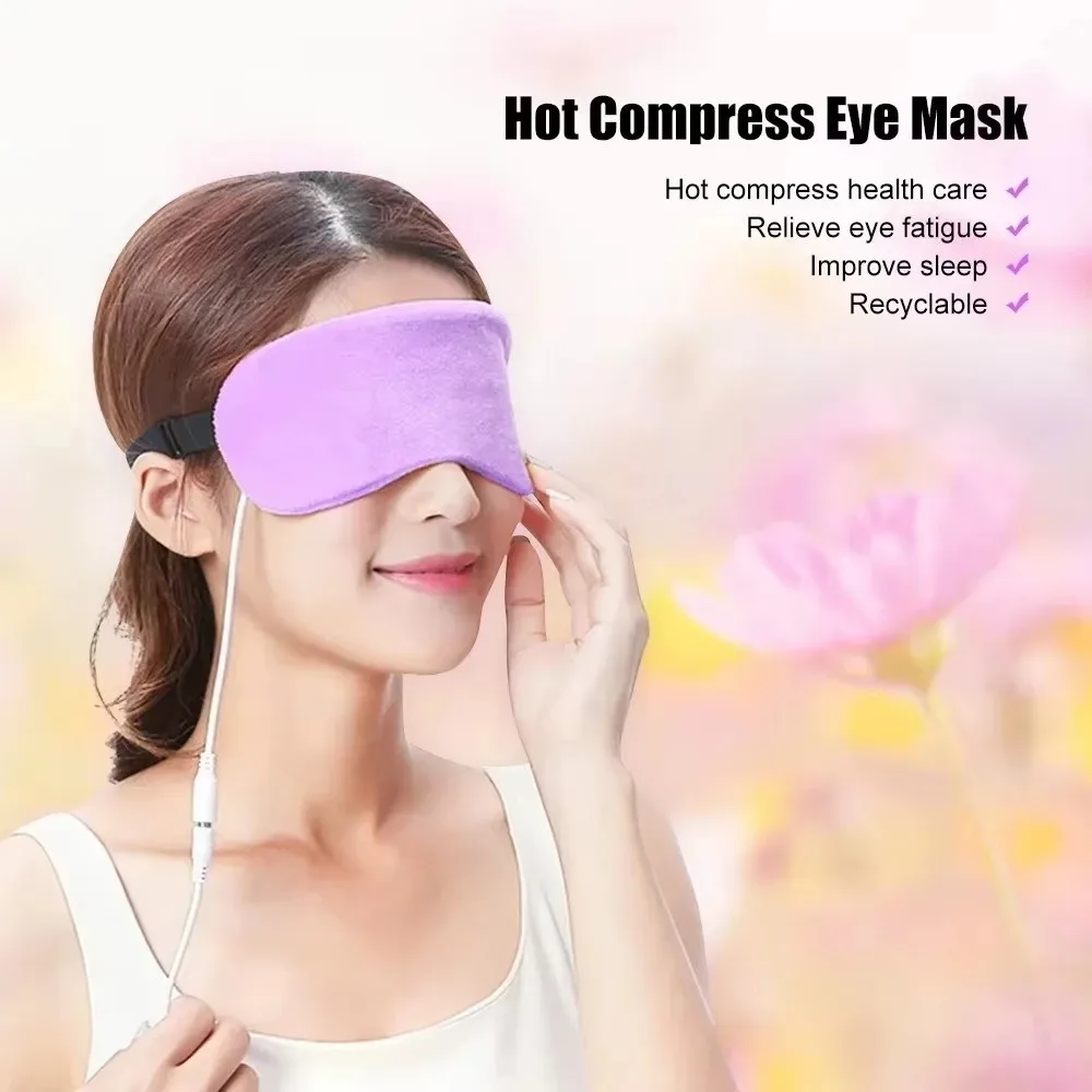 With Constant Temperature USB Heated Eye Mask Corded Design Puffiness Care Warm Compress Eye Mask for Dark Circles Sleep Mask