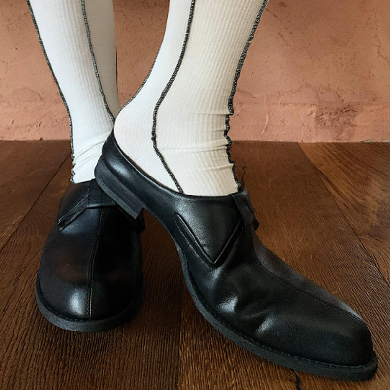 Men's Black Upturned Toe Slip-On Loafers 2026 Slingback Backless Slippers Casual Dress Shoes Men Daily Driving Office Footwear