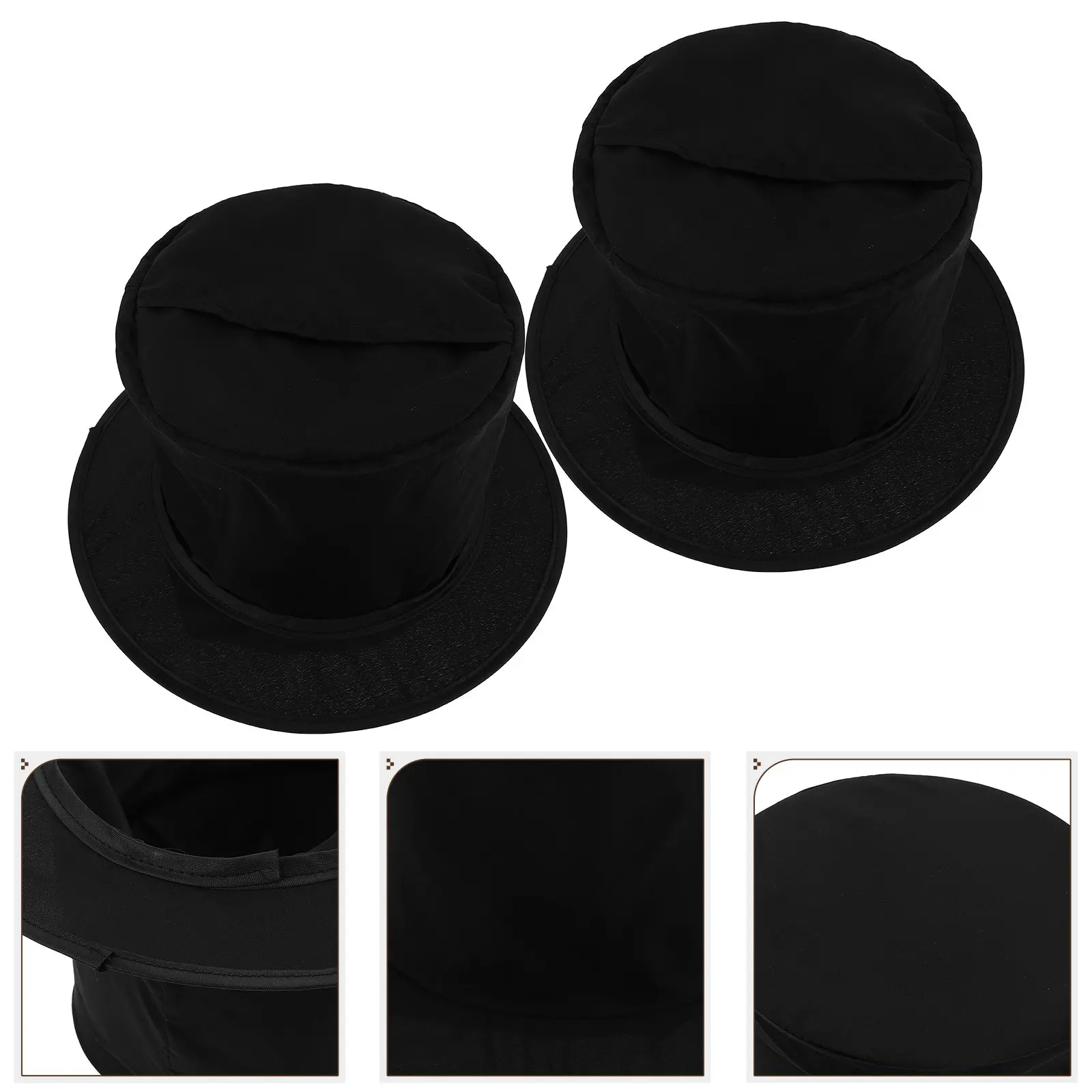 2 Peças Chapéu Preto de Mágico Dobrável para Adultos e Crianças, Fantasia de Festa, Carnaval, Baile de Máscaras, Chapéu Formal de Mago para Palco