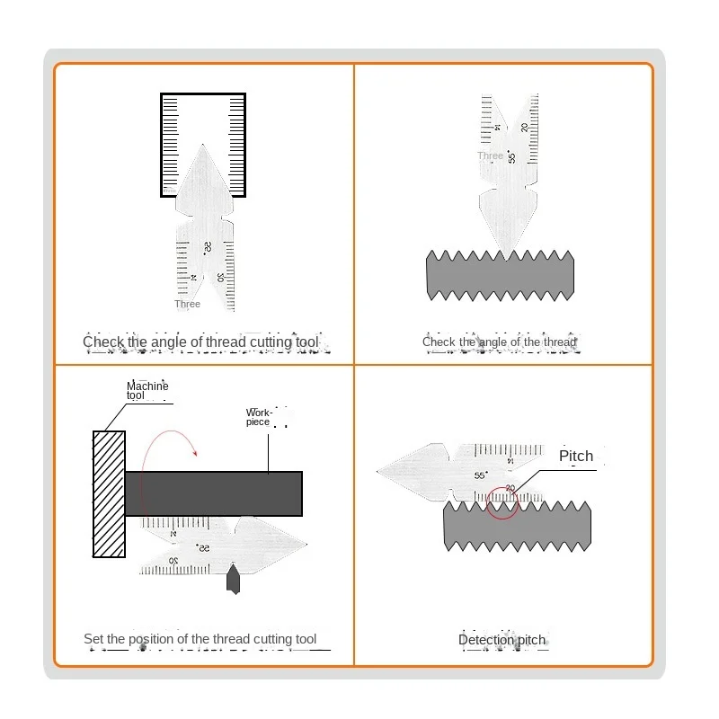 3pcs Screw Thread Center Gauge 55° 60° Degrees Inch Metric Angle Template Pitch Gauge Measuring Lathe Tool