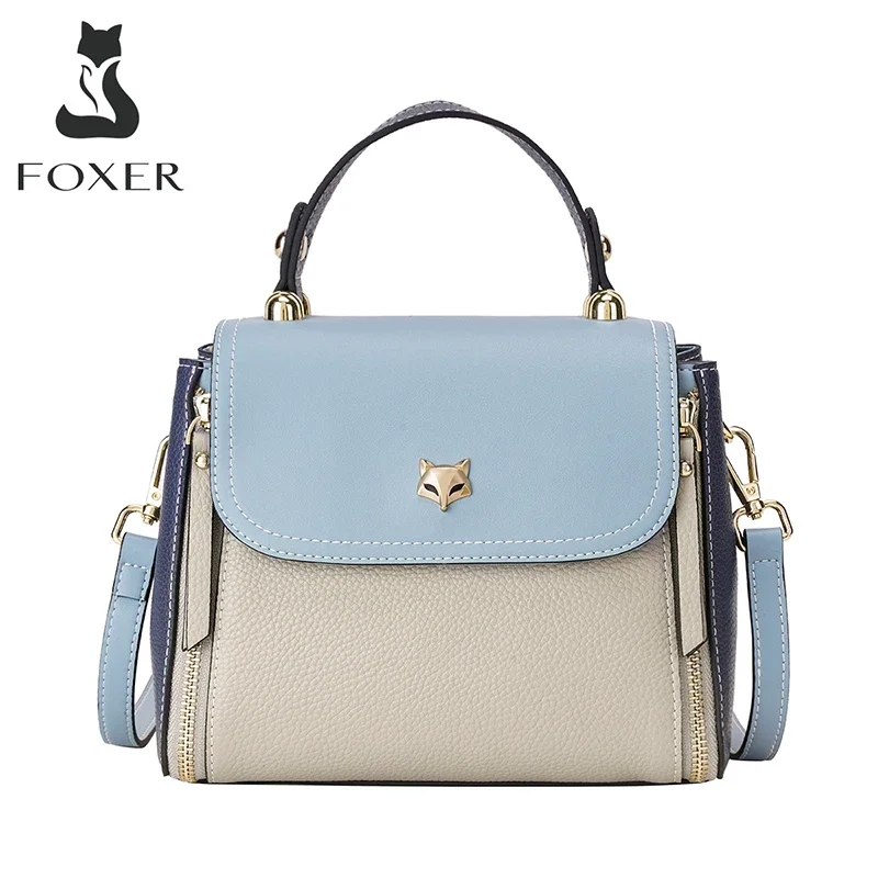 FOXER Original Women's Split Leather Shoulder Crossbody Bag Lady Large Capacity Medium Handbag Female Fashion Messenger Flap Bag