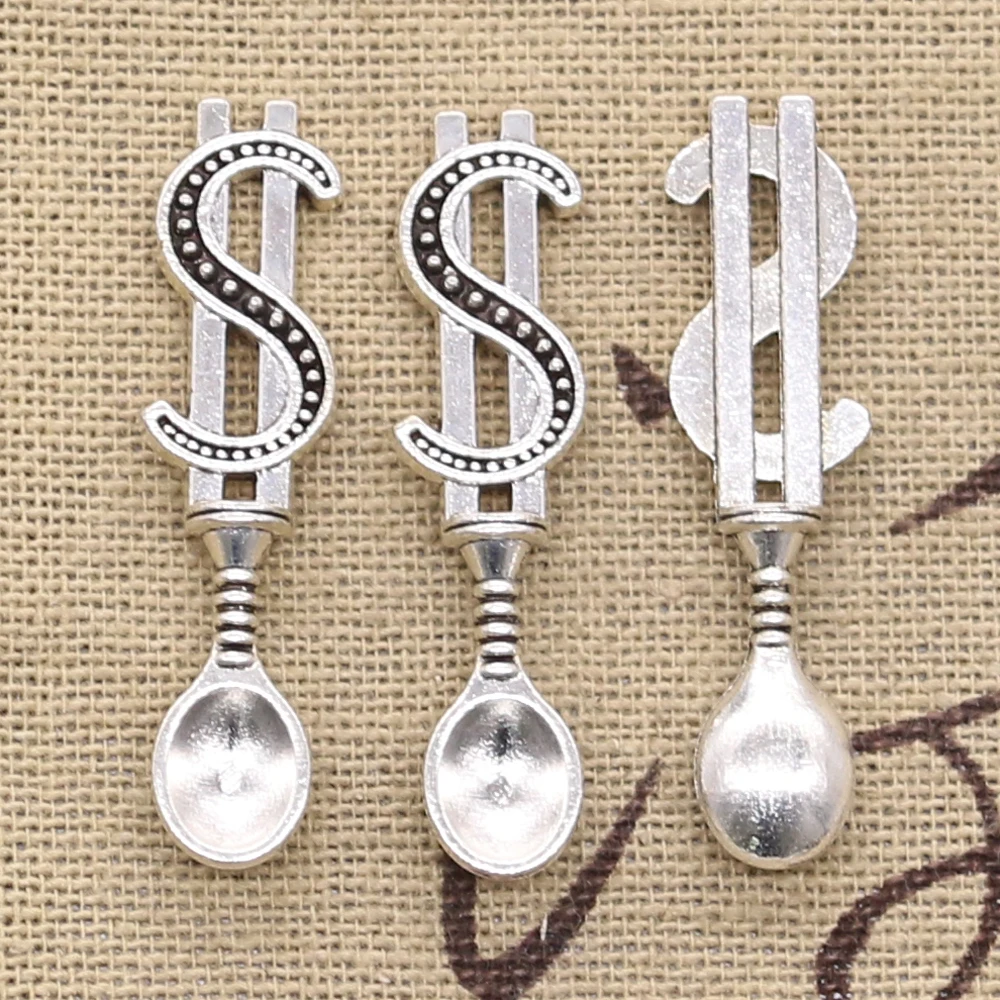 20 sztuk Charms pieniądze dolar łyżka 37x9mm antyczne srebro kolor Plated wisiorki dokonywanie DIY Handmade tybetański srebrny kolor biżuteria