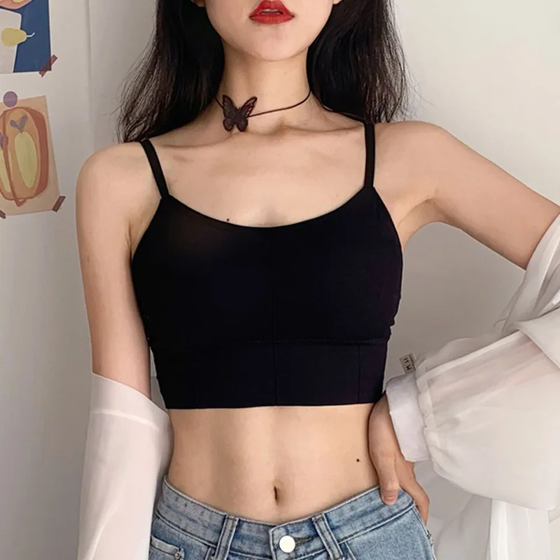 

Camisole women's 2021 summer new outdoor slim fit inner wear bottoming short high waist exposed navel black top women