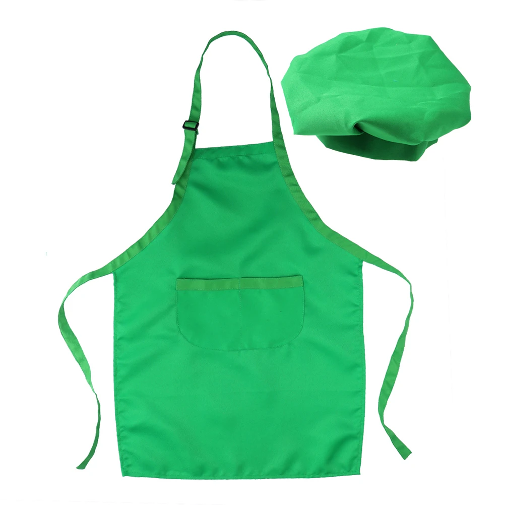 2 Pcs Apron Hat Set Easy Clean Childrens Baking Cooking Kitchen Playset Fun Role Kids Kitchen Set Play