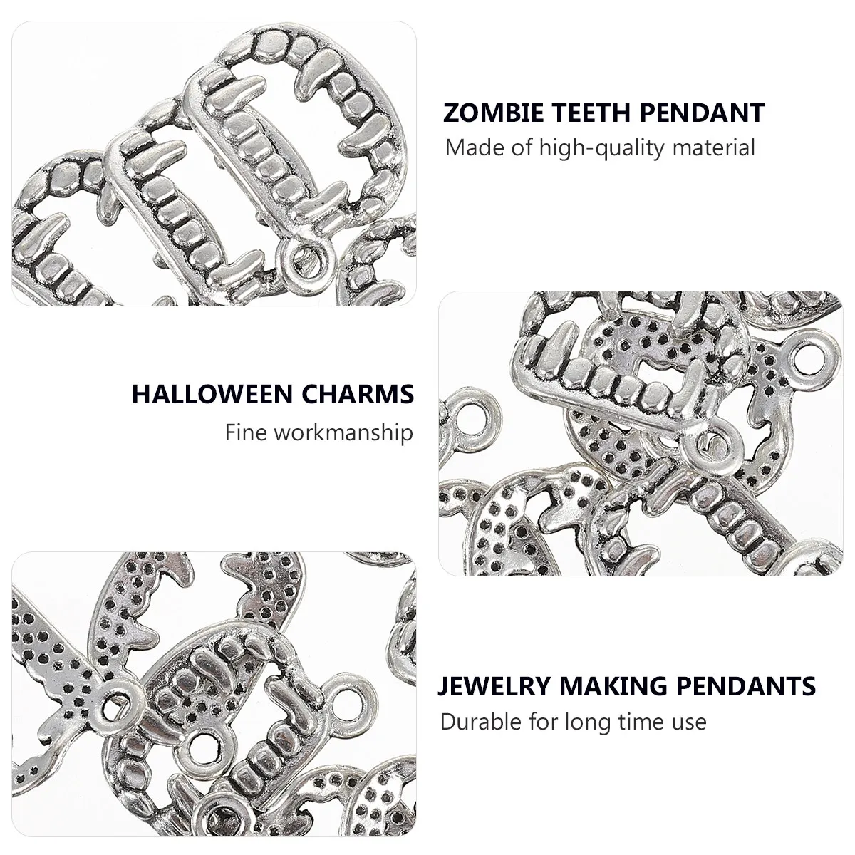 Zombie Teeth Charms 80 Pieces Halloween Pendants for DIY Necklace Bracelet Earrings Jewelry Making