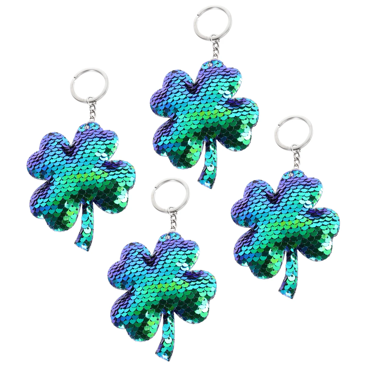 

4pcs Clover Keychain Patrick Day Pendants Luck Charms Decorations Car Metal Green Gifts Packaging