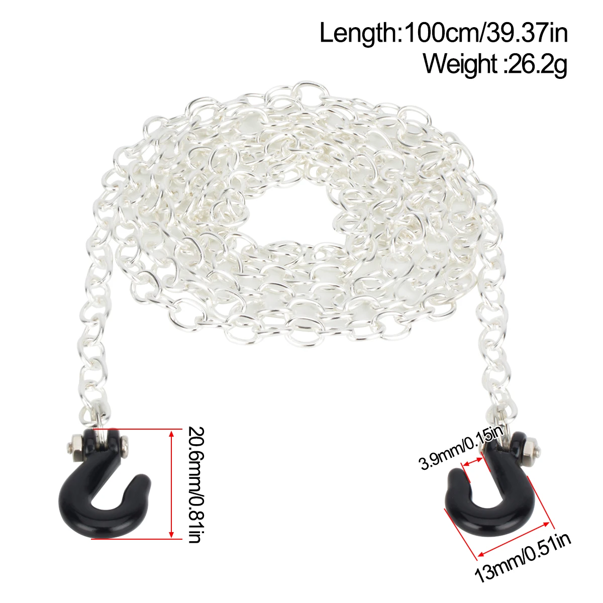 RC Metal Trailer Chain Hook Tow Rope Winch Shackle for 1/10 RC Crawler Car Axial SCX10 TRX4 D90 Tamiya Wraith CC01 Accessories