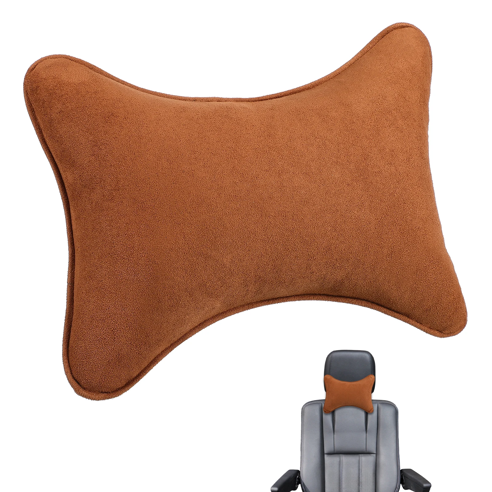

Car Neck Pillow Red Adjustable Strap Faux Universal Design Comfort Support Car Seat Cushion Headrest Driving