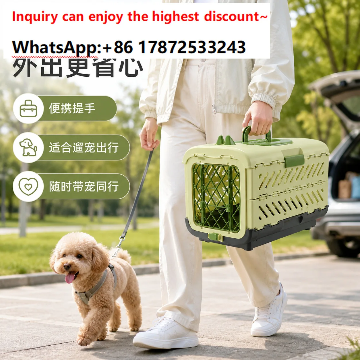 Pet Boarding Travel Aircase Foldable Pet Car Check in Box Large Capacity Portable Dog Check in Box