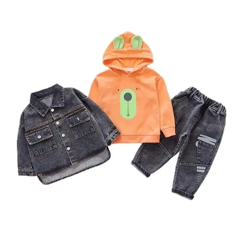 

2025 New Denim Jacket And Pants Set Boys' Trendy Korean StylCasual Clothing For Spring And Autumn Children's Wear