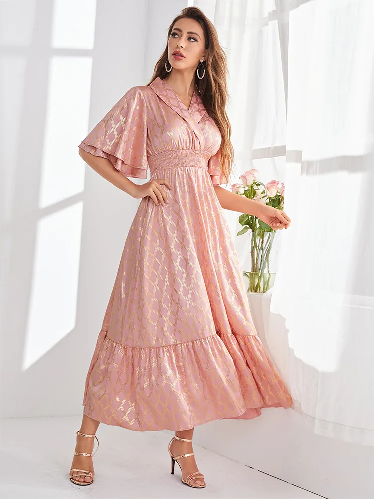 BM21-097Middle East European and American Spring Fashion Arab Dress Leaf Puff Sleeve Sweet Wedding Bridesmaid Dress