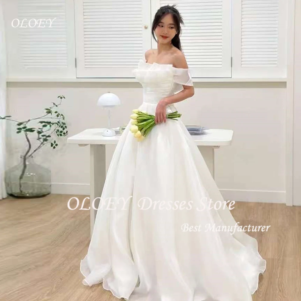 

OLOEY Sweetheart Korea Wedding Dress Photo Shoot Off Shoulder A Line Wedding Dresses For Woman Customised