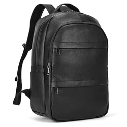 High Quality Men's Leather Backpack Bag For Men Male Travel Bag School Bag For Man Black Men's Bagpack 15.6 Inch Laptop Bag