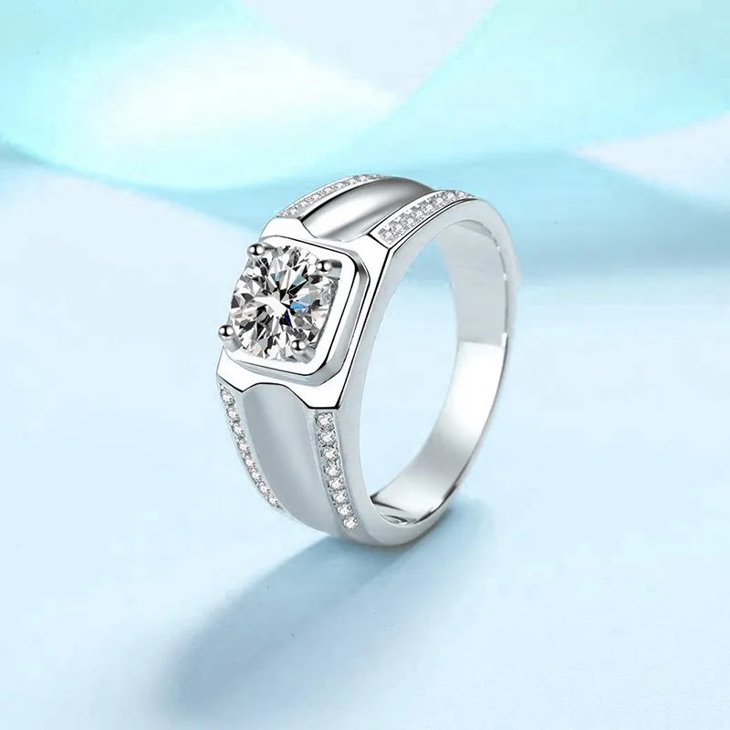 

JR024 Lefei модное модное роскошное цветное D 1 CT классическое квадратное кольцо с муассанитом для мужчин стерлингового серебра s925 вечерние свадебные украшения