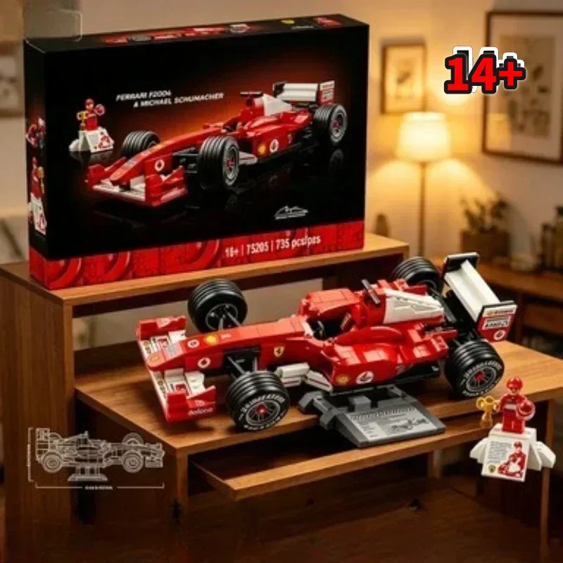 Bandai Launch 11375 F2004 Bloques de Construcción de Coche de Carreras Deportivo, 735 Piezas, Diseño Premium, Modelo Coleccionable Compatible con Ladrillos LEGO