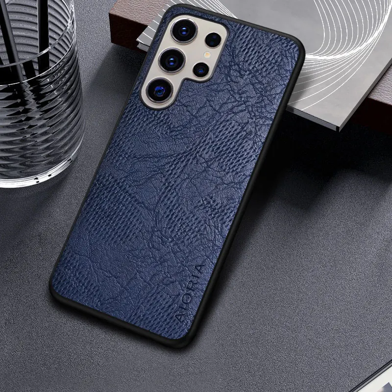 حافظة لهاتف سامسونج جالاكسي S25 S24 S23 S22 S21 S20 Ultra Plus Fe غطاء خلفي من الجلد لهاتف جالاكسي S25 Ultra