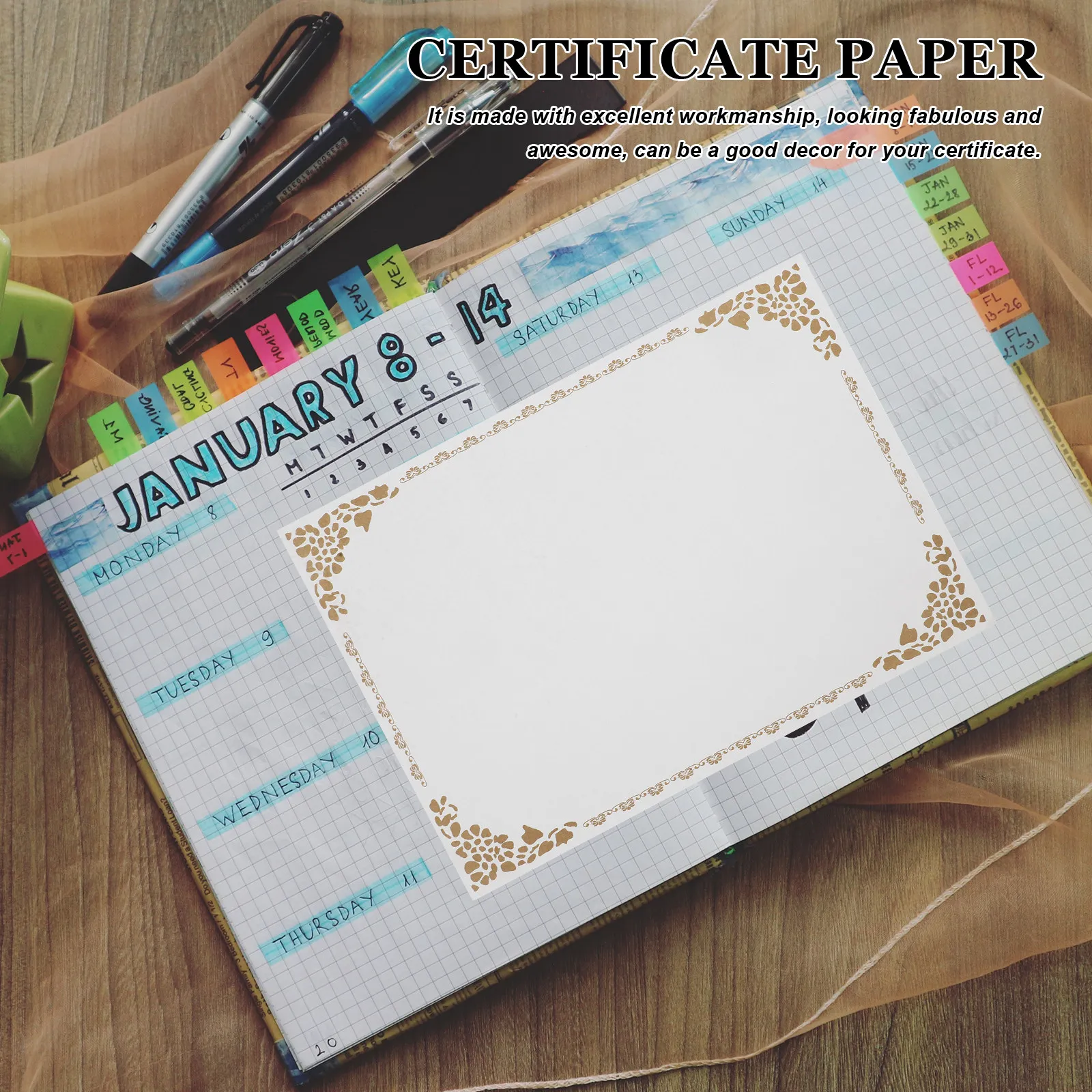 

10Pcs Blank Certificate Paper A4 Award Certificate Sheets Printable Diploma Paper for School Academic and Office Use