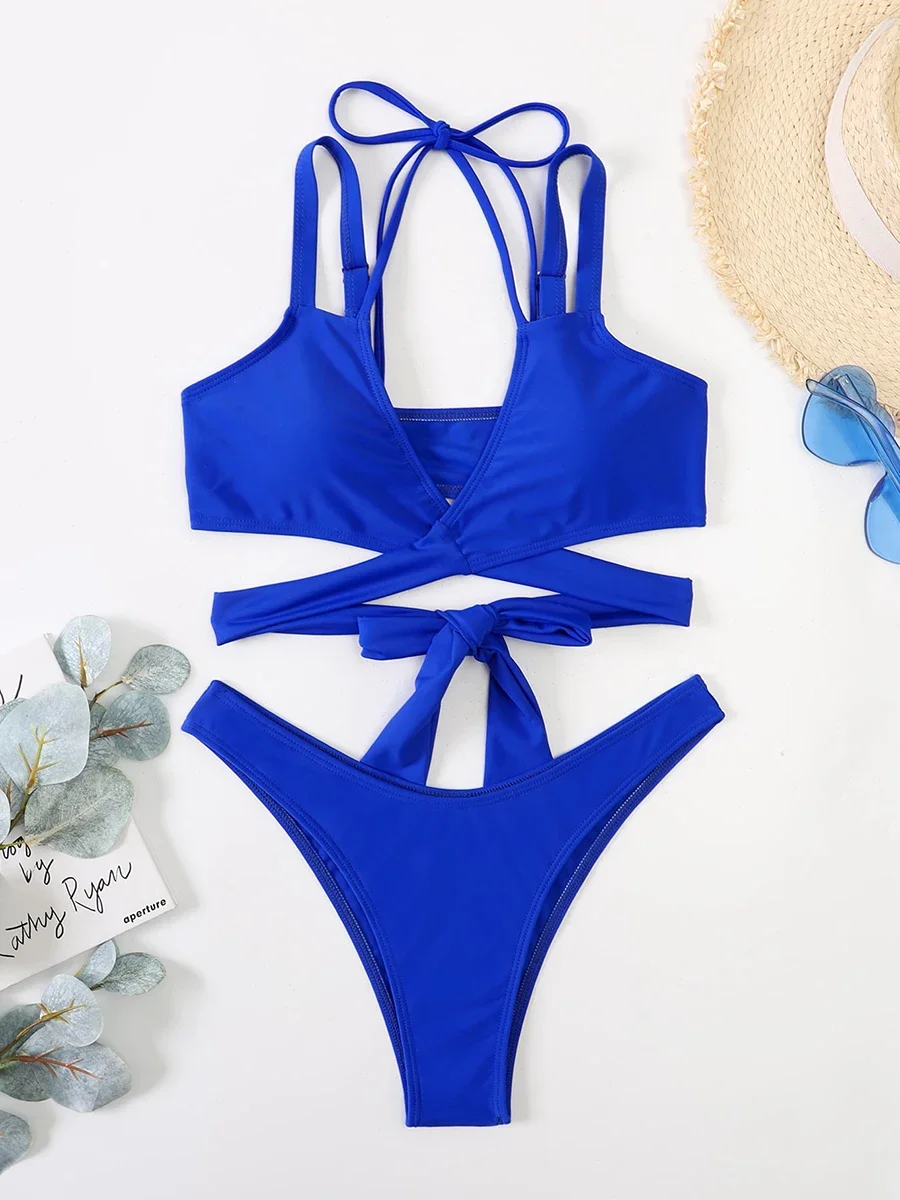 Sexy Cut-out Wrap Bikini 2024 Swimsuit Women Swimwear Micro Bikinis Set Thong Beach Swimming Wear for Woman Bathing Suit Biquini