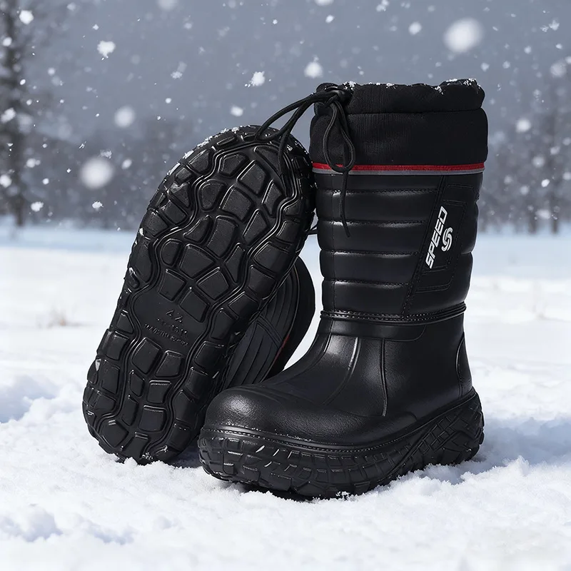Men's Winter Warm Thickened Fleece Lined Anti-slip Work Shoes Snow Boots Waterproof Outdoor Sports Cotton Shoes