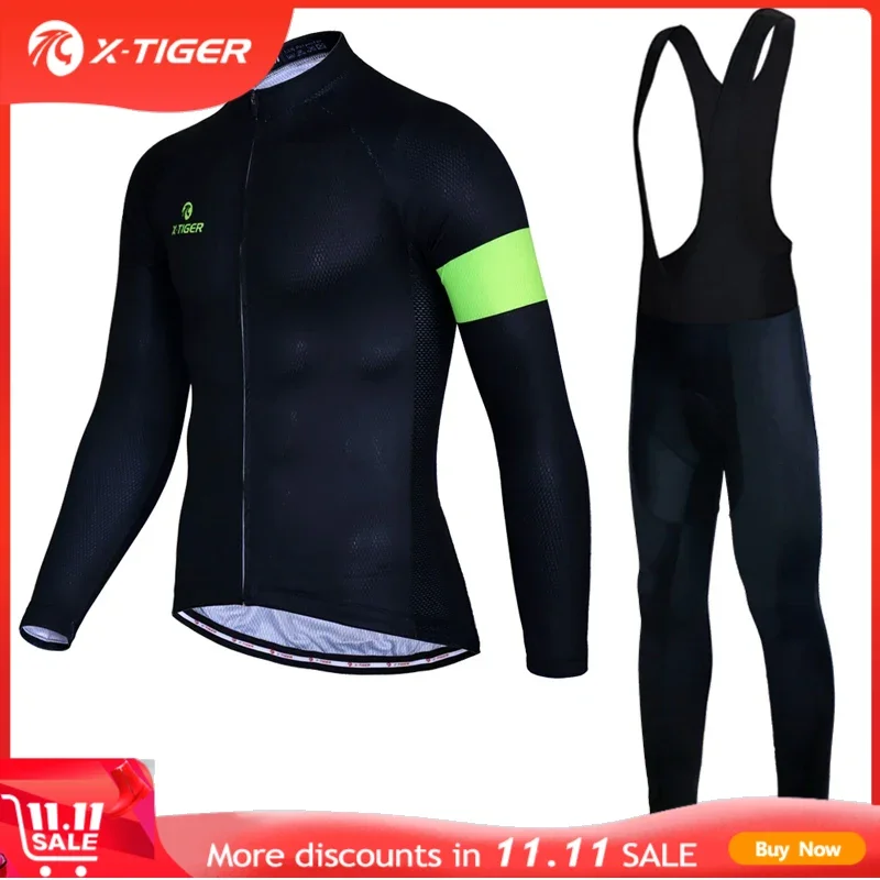 X-Tiger Autumn Long Sleeve Cycling Clothing Set Breathable Bicycle Wear Anti-sweat MTB Bike Cycling Jersey Ropa Maillot Ciclismo