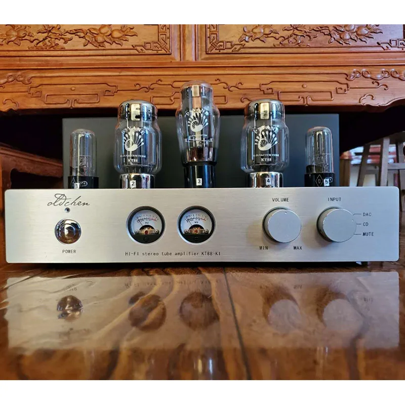 Lyele Audio Kt88 Vacuum Tube Amplifier Hifi Amplifier Class A Audio Amp High Power 15w*2 Bluetooth 5.0 Vu Meter High End Amp