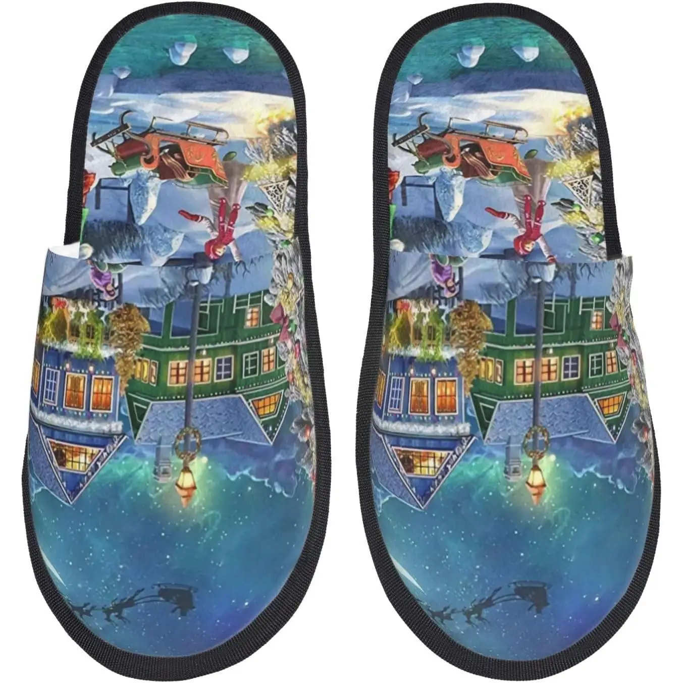 

Christmas Tree Print Women'S Fuzzy Slip On Indoor Outdoor Winter House Slippers Non Slip Winter Slip-On Indoor Outdoor Plush