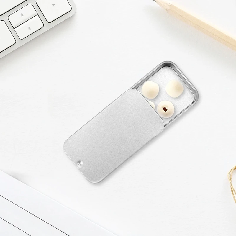 50 pçs recipientes superiores de corrediça de metal caixas de tampa deslizante retangular de metal para velas jóias artesanato 80x50x15mm