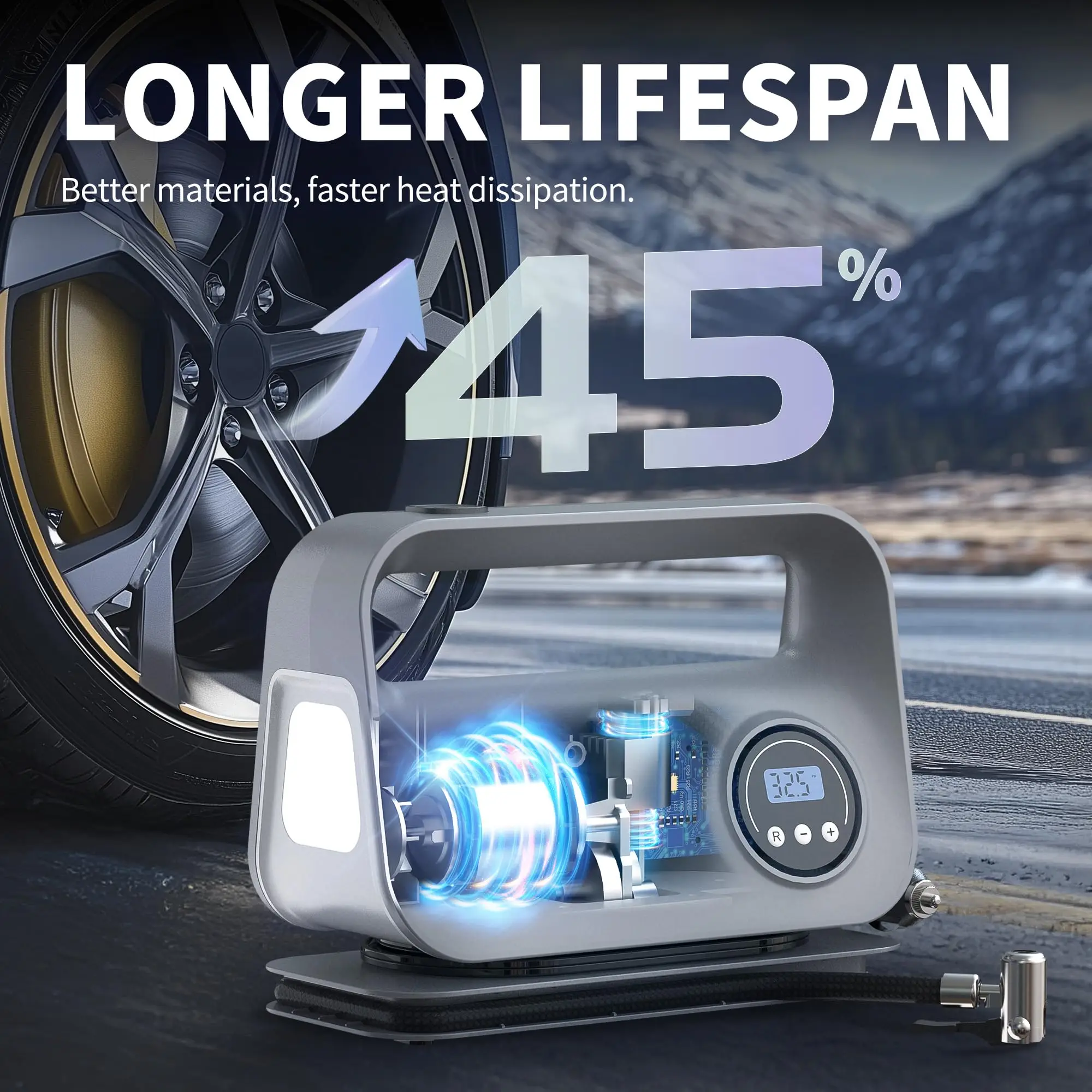 

Новый ранецный воздушный насос, автомобильная вилка постоянного тока 12 В, регулируемое давление, универсальный автомобильный, мотоцикл, велосипедный праздничный подарок - простой в использовании, компактный и энергосберегающий дизайн