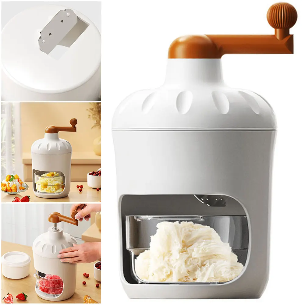 Manual Shaved Ice Machine Multifunction Household Crushed Ice Maker Hand Operated Slushy Maker for Ice Cream Milkshake Smoothie