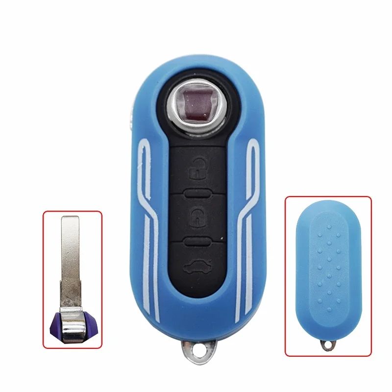 Cocolockey 3Button Remote Car key Shell Case For Fiat 500 Panda Punto Bravo Auto Uncut Blade Remote Key Pad Case Cover Fob SIP22