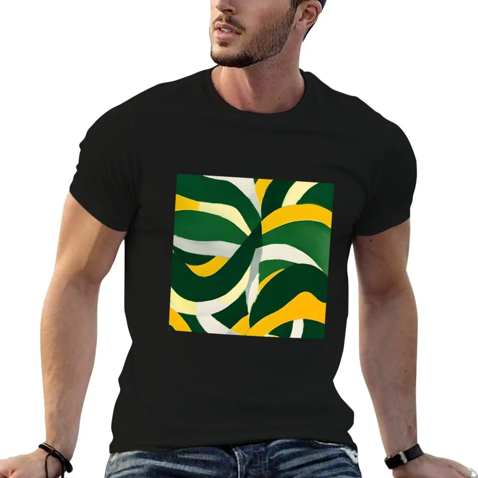 

Abstract Geometric Stripes - Green, Yellow, White. T-Shirt t shirts for man graphic funny funny t shirts man T-Shirt