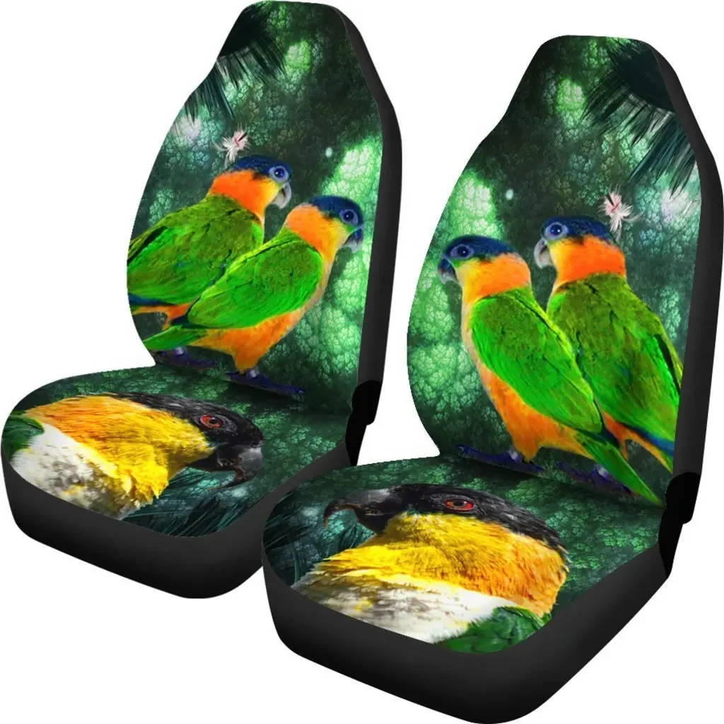 Caique Parrot Print Car Seat Covers Set 2 Pc, Car Accessories Seat Cover