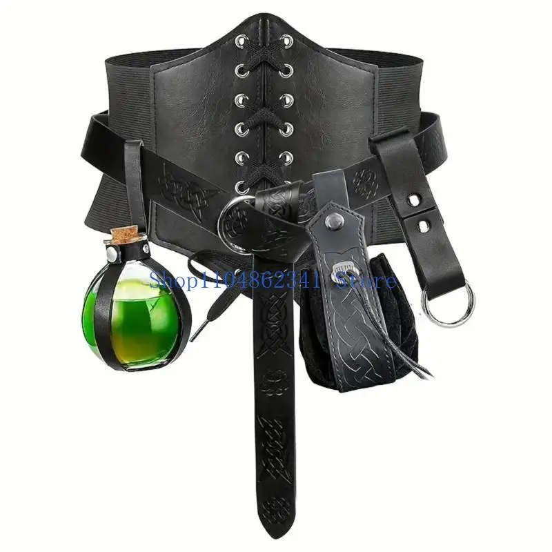 5SD MEDIEVAL CALL CINTURA PELLE CINTURA BASSA IN BOTO POTION BOTTO HALLOWEEN CASSIONI STRADA PACCHETTA LATULE ACCESSI
