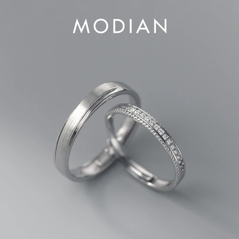 Modian 925 Sterling Silver Cassic Frosted Trendy Lovers Couple Ring For Women Statement Wedding Engagement Fine Jewelry Gifts