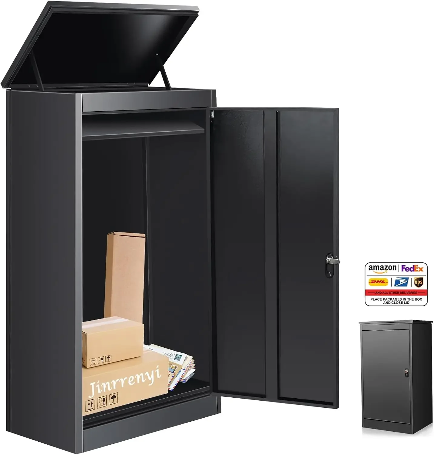 Express Package Delivery Box for Outside, Ultra Large Parcel Drop Boxes with Lock Made of Automotive Steel, Waterproof