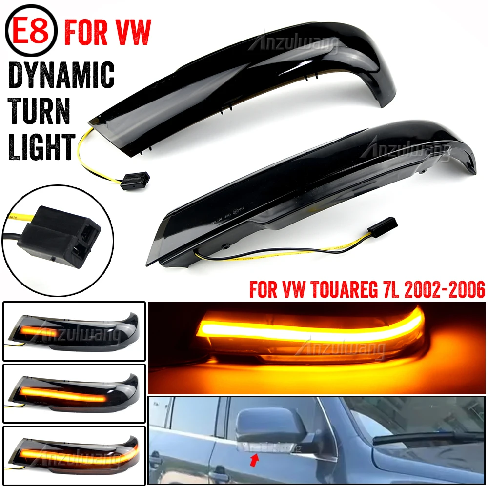 2Pcs Dynamic Steering Signal Led Light Rear View Mirror Indicating Flash For VW Volkswagen Touareg I MK1 7L 2002 2003 2004-2006