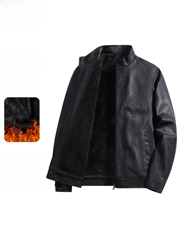 

High-End Men's Vintage Leather Jaet eepskin Genuine Leather Coat Autumn Winter New Sle Haifeng Casual Warm Busin irt