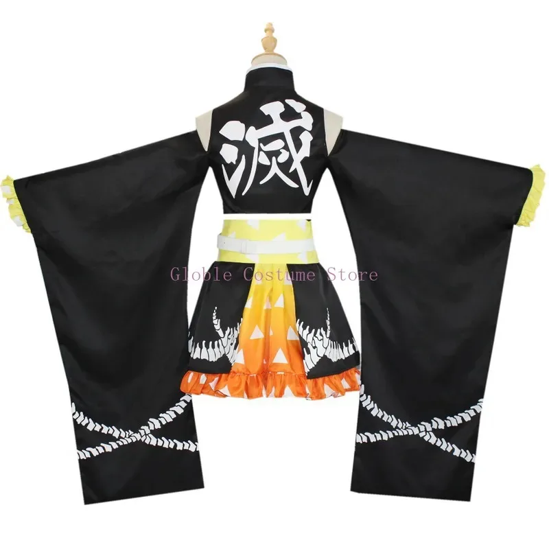 

Цианиме Kimetsu No Yaiba Agatsuma Zenitsu костюм парик женское платье Лолиты аниме платье для косплея костюм