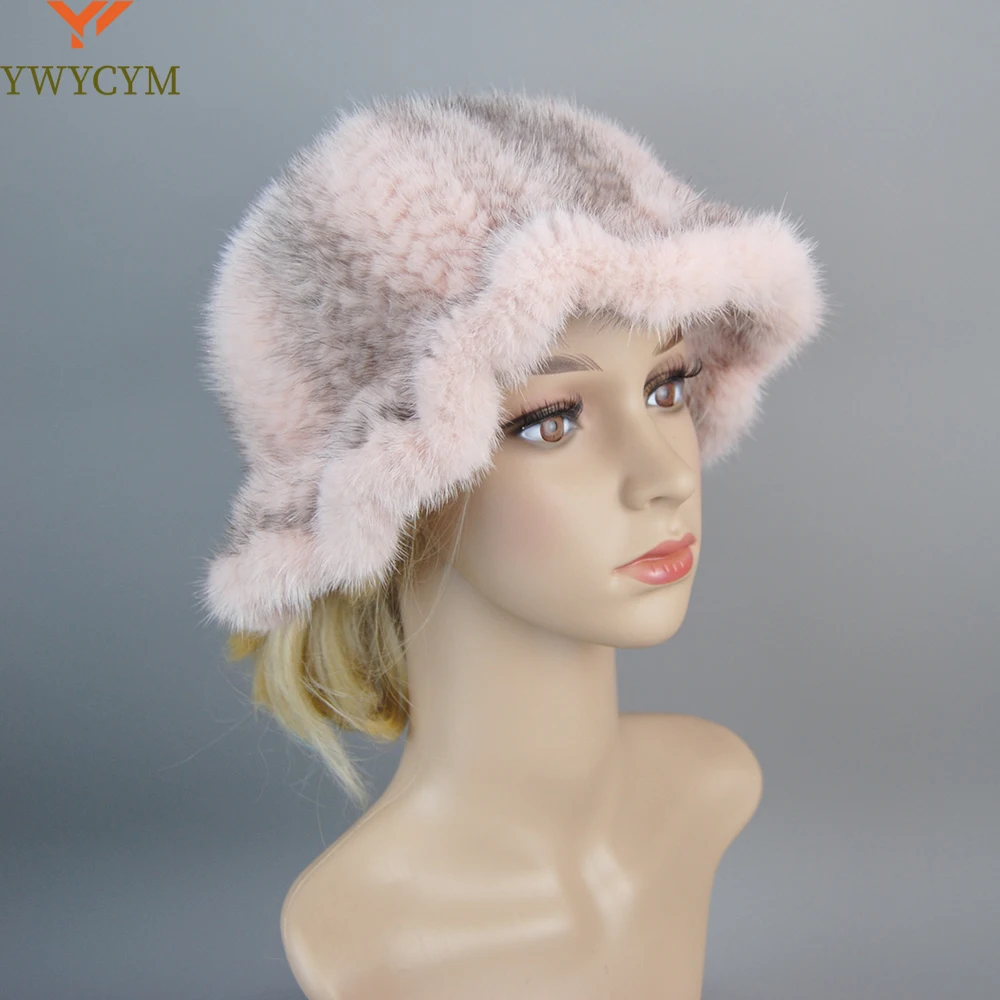 Women's Winter Hats 2024 Russia Real Sable Mink Fur Hat Basin Warm Winter Fashion Mink Bucket Hat Casual Elegant Hat