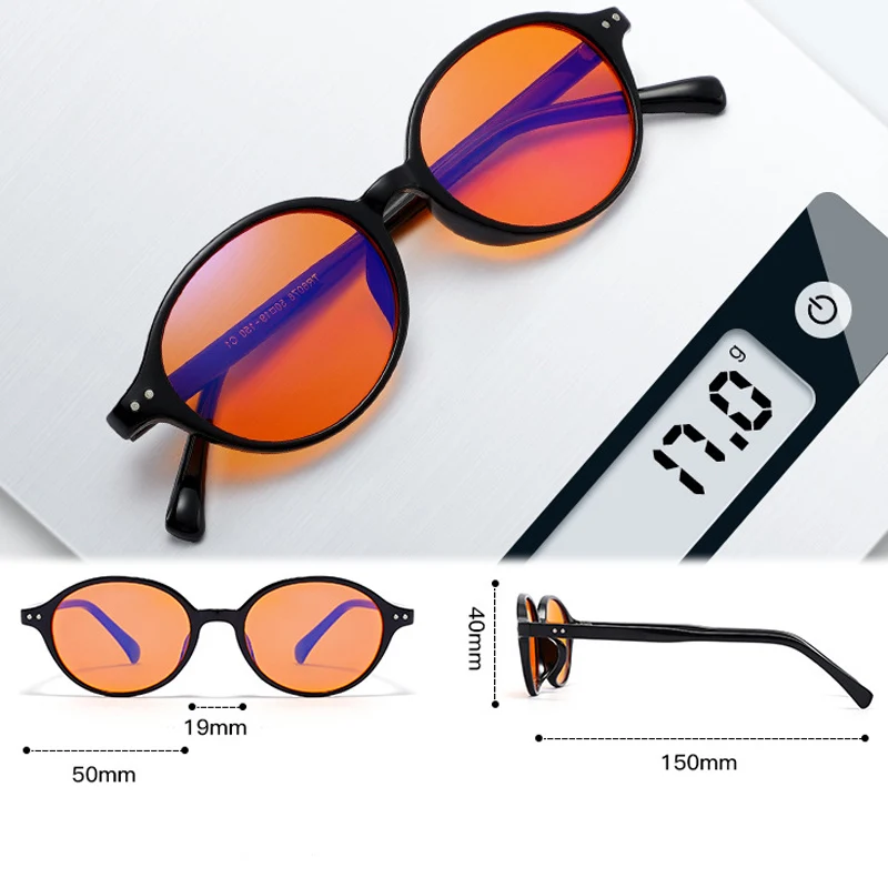 VCKA Small Round Women Men Red Orange Lens Glasses 99% blue light Blocking Retro Anti Fatigue Goggles Gaming  Computer Eyewear