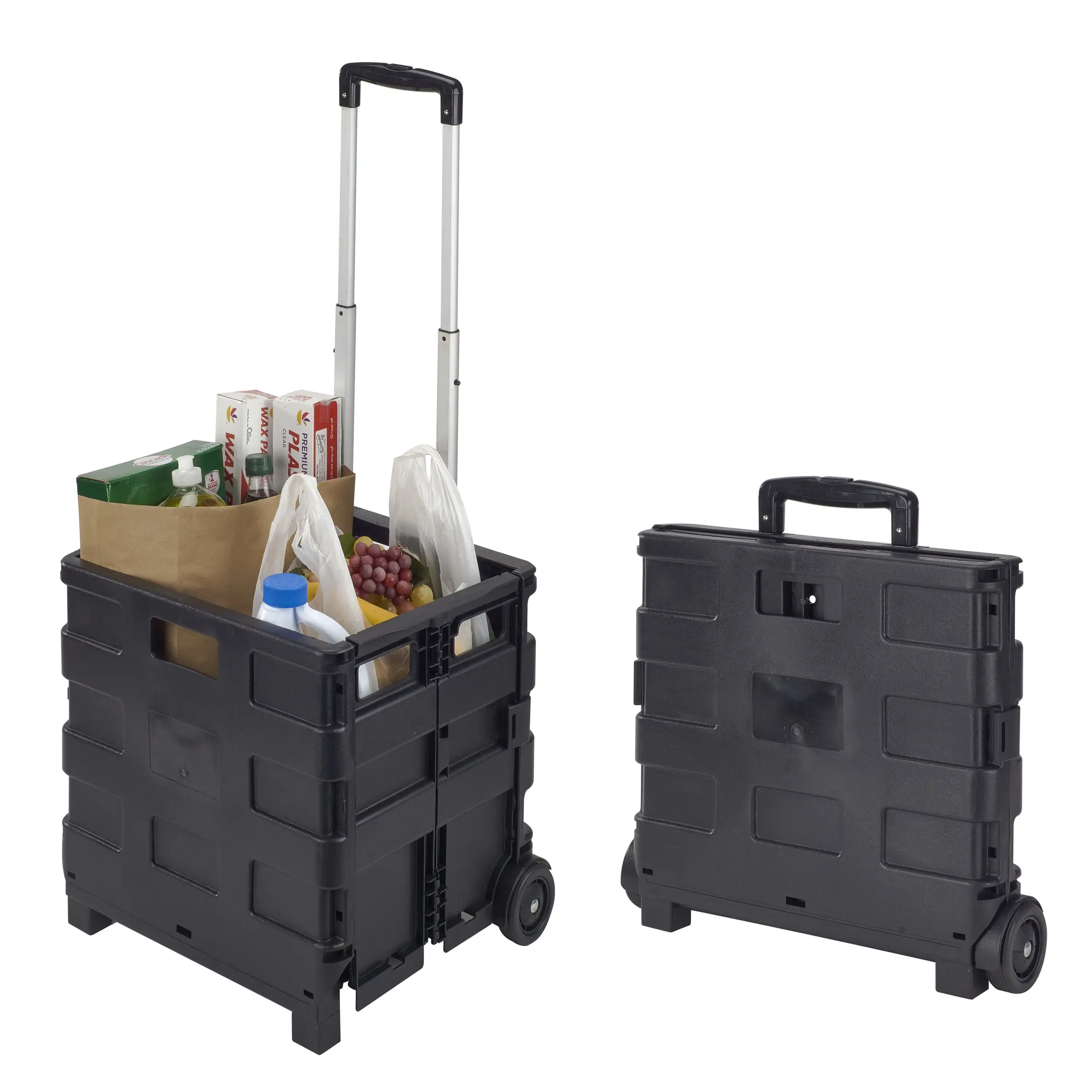 

Simplify Tote Bin Collapsible Utility Cart, Plastic, Black, 15" x 13" x 14.2"