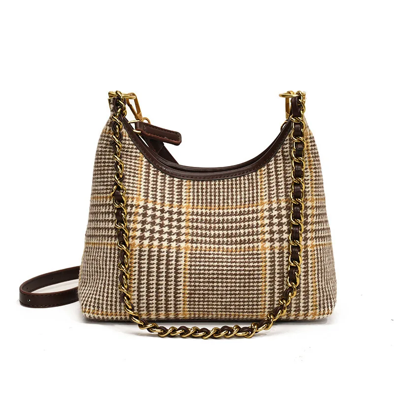 

Texture Unique And Niche Grid Chain Crossbody Bag 2024 New Trend Fashionable Versatile Casual Single Shoulder Women's Handbag