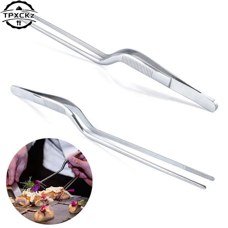 Kitchen Tweezer BBQ Food Tweezer Clip Mini Chief Tongs Stainless Steel Portable For Picnic Barbecue Cooking Elbow Clean EarCanal