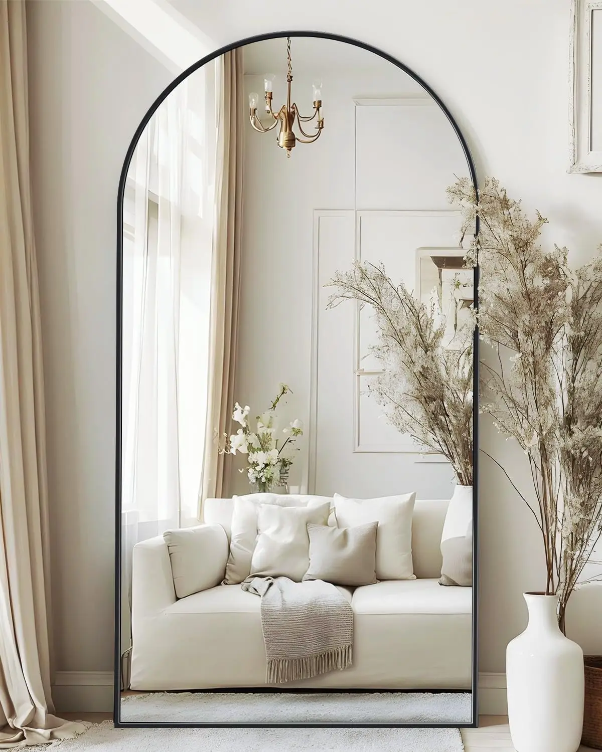 

76x34 Arched Full Length Mirror with Stand, Wall Mounted for Living Room Bedroom, Black