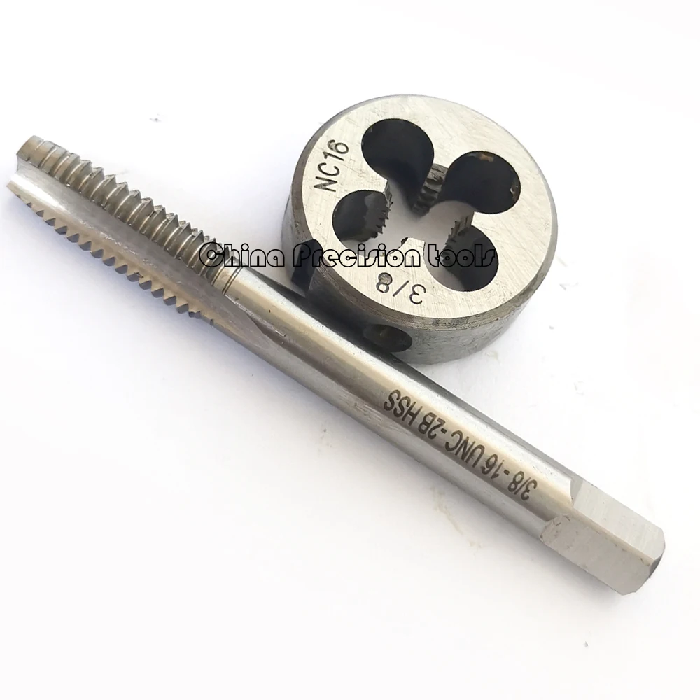 2PCS Unified thread plug tap and die set UNC3/8 UNC 3/8 -16 UNF 3/8-20 Round dies taps sets UNS 3/8-40 3/8-24 3/8-28 3/8-32